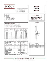 RL202 datasheet: 2.0A, 100V ultra fast recovery rectifier RL202