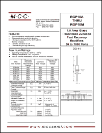 RGP10A datasheet: 1.0A, 50V ultra fast recovery rectifier RGP10A