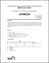 HD74LVC16241 datasheet: 16-bit Buffers/Line Drivers with 3-state non-inverted outputs HD74LVC16241