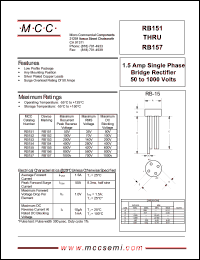 RB151 datasheet: 1.5A, 50V ultra fast recovery rectifier RB151