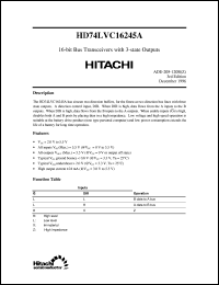 HD74LVC16245A datasheet: 16-bit Bus Transceivers with 3-state non-inverted outputs HD74LVC16245A