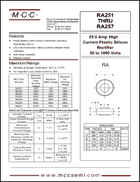 RA254 datasheet: 25.0A, 400V ultra fast recovery rectifier RA254