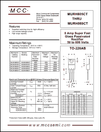 MURH810CT datasheet: 8.0A, 100V ultra fast recovery rectifier MURH810CT