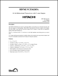 HD74LVCZ16245A datasheet: 16-bit Bus Transceivers with 3-state outputs (live insertion) HD74LVCZ16245A