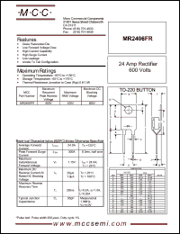 MR2406FR datasheet: 24A, 600V ultra fast recovery rectifier MR2406FR