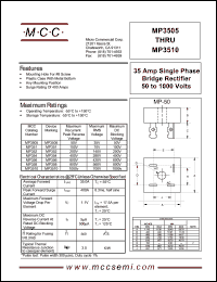 MP354 datasheet: 35A, 400V ultra fast recovery rectifier MP354