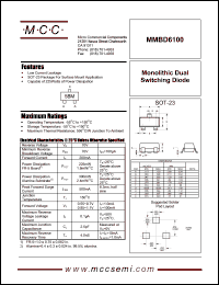 MMBD6100 datasheet: 200mA, 70V ultra fast recovery rectifier MMBD6100