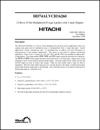 HD74ALVCH16260 datasheet: 12-bit to 24-bit Multiplexed D-type Latch with 3-state Outputs HD74ALVCH16260