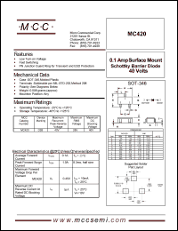 MC420 datasheet: 0.1A, 40V ultra fast recovery rectifier MC420