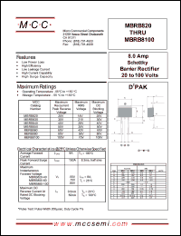 MBRB880 datasheet: 8.0A, 80V ultra fast recovery rectifier MBRB880