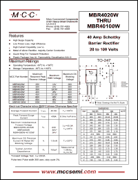 MBR4060W datasheet: 40A, 60V ultra fast recovery rectifier MBR4060W