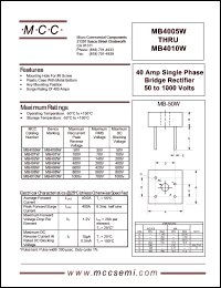 MB4005W datasheet: 40A, 50V ultra fast recovery rectifier MB4005W