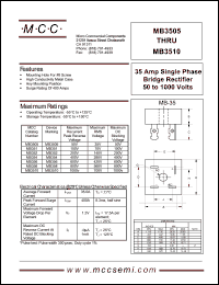 MB3505 datasheet: 35A, 50V ultra fast recovery rectifier MB3505