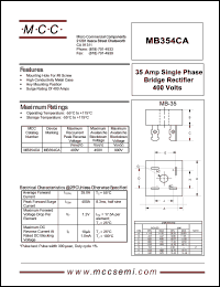 MB354CA datasheet: 35A, 400V ultra fast recovery rectifier MB354CA