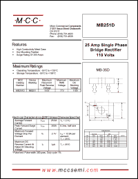 MB251D datasheet: 25A, 110V ultra fast recovery rectifier MB251D