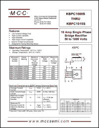 KBPC1000S datasheet: 10A, 50V ultra fast recovery rectifier KBPC1000S