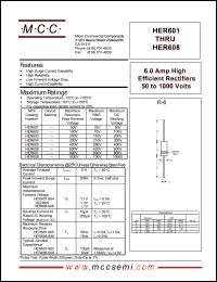 HER603 datasheet: 6.0A, 200V ultra fast recovery rectifier HER603