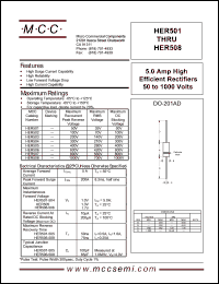 HER503 datasheet: 5.0A, 200V ultra fast recovery rectifier HER503