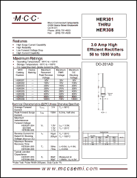 HER305 datasheet: 3.0A, 400V ultra fast recovery rectifier HER305