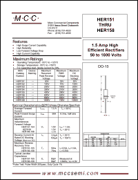 HER155 datasheet: 1.5A, 400V ultra fast recovery rectifier HER155