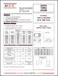 GS2D datasheet: 2.0A, 200V ultra fast recovery rectifier GS2D