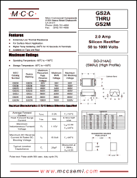 GS2M datasheet: 2.0A, 1000V ultra fast recovery rectifier GS2M