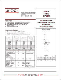 GP30K datasheet: 3.0A, 800V ultra fast recovery rectifier GP30K