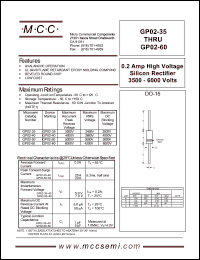 GP02-60 datasheet: 0.2A, 6000V ultra fast recovery rectifier GP02-60