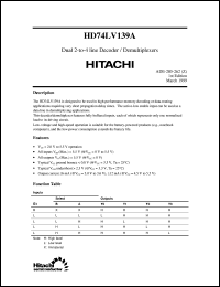 HD74LV139A datasheet: Dual 2-to-4 line Decoders/Demultiplexers HD74LV139A
