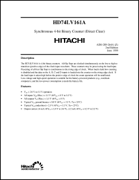 HD74LV161A datasheet: Synchronous 4-bit Binary Counter with Direct Clear HD74LV161A