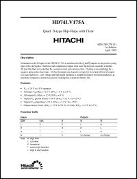 HD74LV175A datasheet: Quad. D-type Flip-Flops with Clear HD74LV175A