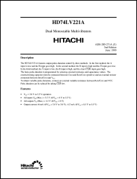 HD74LV221A datasheet: Dual Monostable Multivibrators with Schmitt Trigger input HD74LV221A