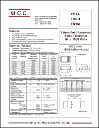 FR1A datasheet: 1.0A, 50V ultra fast recovery rectifier FR1A