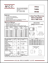 FR1M datasheet: 1.0A, 1000V ultra fast recovery rectifier FR1M