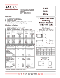 ES1D datasheet: 1.0A, 200V ultra fast recovery rectifier ES1D