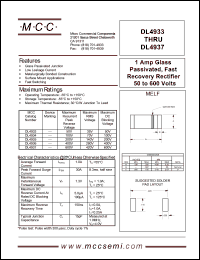 DL4937 datasheet: 1.0A, 600V ultra fast recovery rectifier DL4937