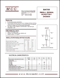 BAT85 datasheet: 200mA, 30V ultra fast recovery rectifier BAT85