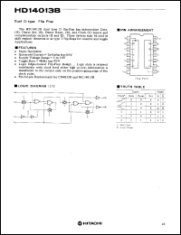 HD14013B datasheet: Dual D-Type Flip-Flop HD14013B