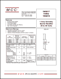 1N5818 datasheet: 1.0A, 30V ultra fast recovery rectifier 1N5818