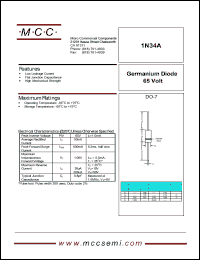 1N34A datasheet: 65V ultra fast recovery rectifier 1N34A