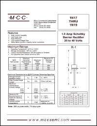 1N18 datasheet: 1.0A, 30V ultra fast recovery rectifier 1N18