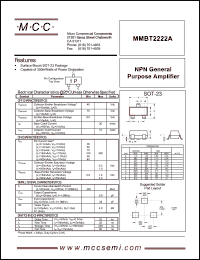 MMBT2222A datasheet: Vce=10V transistor MMBT2222A