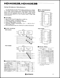 HD14052B datasheet: Dual 4-channel Analog Multiplexer/Demultiplexer HD14052B