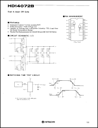 HD14072B datasheet: Dual 4-input OR Gates HD14072B