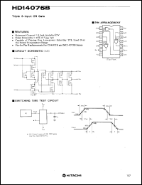 HD14075B datasheet: Triple 3-input OR Gates HD14075B