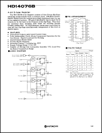 HD14076B datasheet: 4-bit D-type Register with 3-state outputs HD14076B