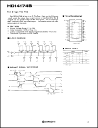 HD14174B datasheet: Hex D-Type Flip-Flop HD14174B