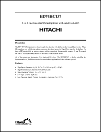 HD74HC137 datasheet: 3-to-8 line Decoder/Demultiplexer with Address Latch HD74HC137