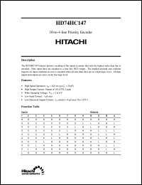 HD74HC147 datasheet: 10-to-4 line Priority Encoder HD74HC147
