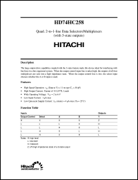 HD74HC258 datasheet: Quad. 2-to-1 line Data Selector/Multiplexer with 3-state outputs HD74HC258